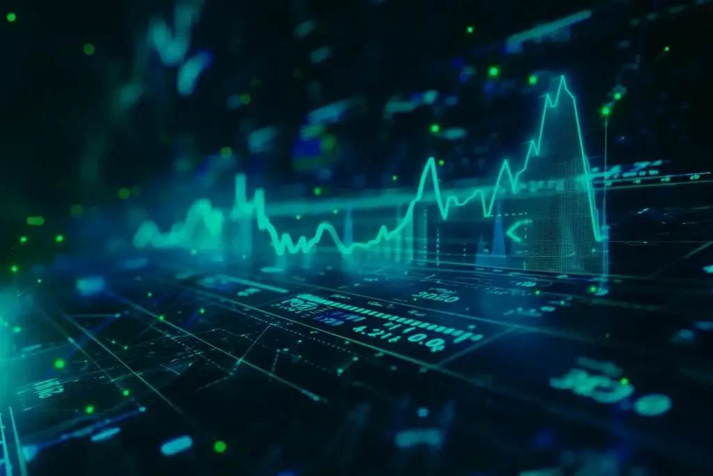 Futuristic digital financial market graph visualization